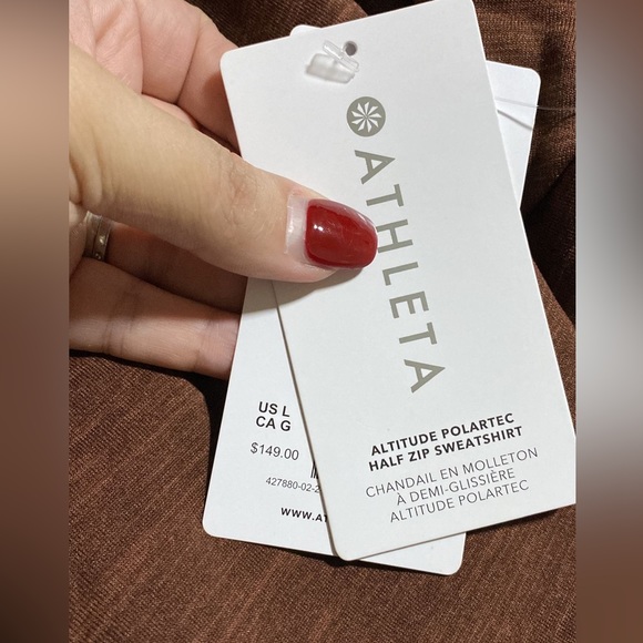 ATHLETA Altitude Polartec Half Zip Sweatshirt // Mahogany Heather - Picture 9 of 15